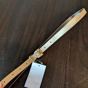 nwt NORDSTROM HALOGEN gold bow skinny belt L